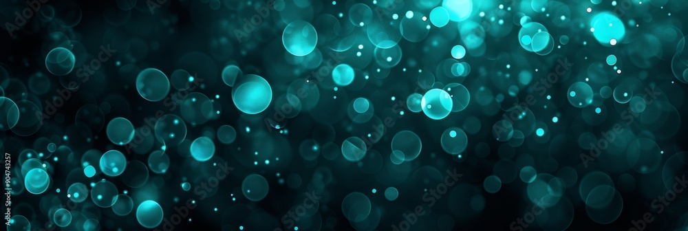 Poster a captivating turquoise bokeh background featuring sparkling light effects ideal for media and desig