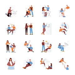 Fototapeta premium Basic RGBSet of Flat Style Conversation Illustrations