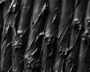Obraz premium Abstract black texture showcasing layered paint with a smooth, glossy finish and dynamic patterns, perfect for modern design.