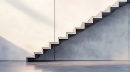 Modern Minimalist Concrete Staircase with Clean Lines and Shadows in Contemporary Interior Design