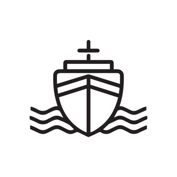 recommend clip art: Boat sea black icon outline cargo cruise design.