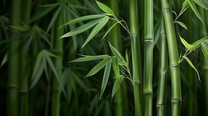 Fototapeta premium A digital painting of a semi close-up of fresh green bamboo, vibrant and serene, more clarity with clear light and sharp focus, high detailed