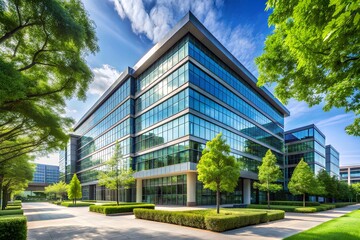 Obraz premium Modern Abstract Building Against Blue Sky: A Vision of Architectural Innovation