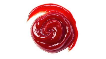 Swirled Ketchup Dollop on White Background