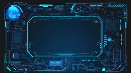 Futuristic Cyberpunk Technology Interface Frame