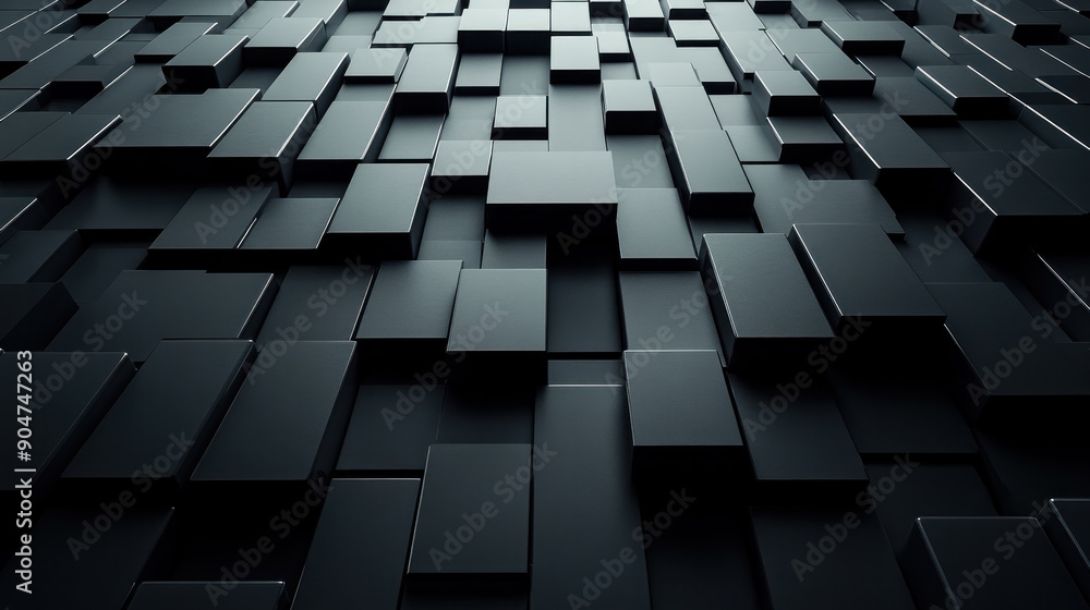Aufkleber a black and white image of a wall made of black squares. the squares are arranged in a way that crea