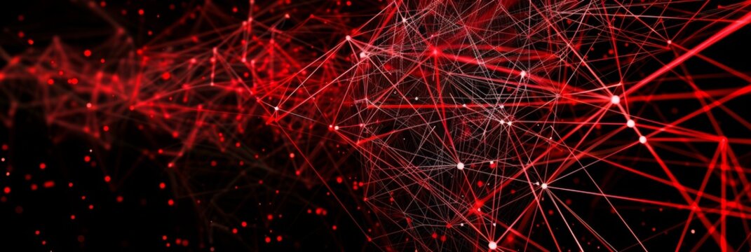 A vibrant network visualization in striking red tones, showcasing connections and depth effectively