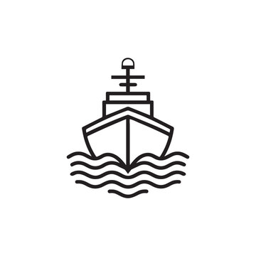 recommend clip art: Boat sea black icon outline cargo cruise design.