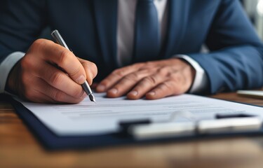Professional Businessman Signing a Legal Document