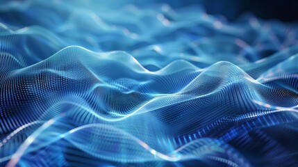 Abstract blue wave energy in futuristic digital art with elements of technology and innovation