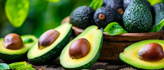 A bowl of avocados with one half cut open