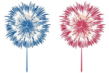 Fototapeta premium Festive Blue and Red Fireworks Vector Illustration