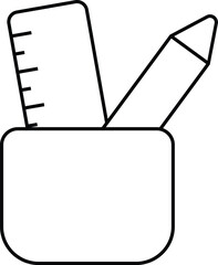 simple ruler and crayon outline icon design