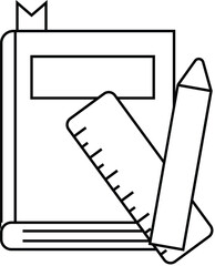 simple book and ruler outline icon design
