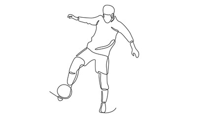 continuous Line art of Soccer player illustration