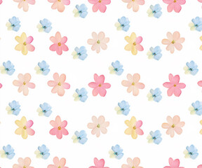Sweet flower watercolor seamless pattern.soft pastel colors water color seamless pattern for beauty products or other.