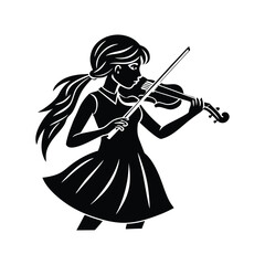 beautiful  girl violinist silhouette vector