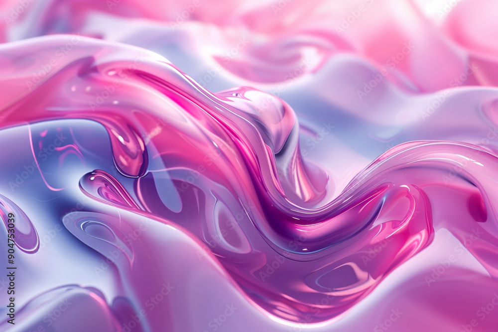 Poster fluid swirls of pink and purple undulate in abstract artistic display