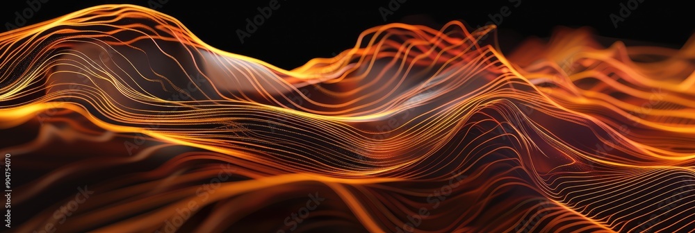 Canvas Prints Abstract Orange Digital Waves Flowing Background