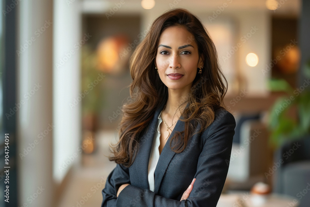 Wall mural Young businesswoman standing confidently at office