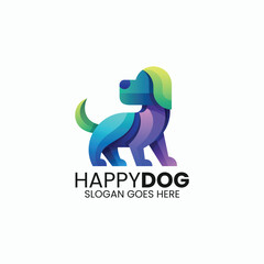 Vector Logo Illustration Dog Gradient Colorful Style