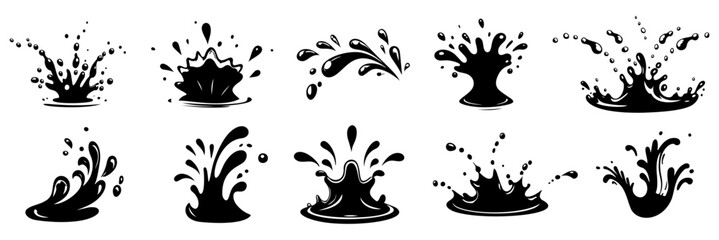water splash vector set. silhouette