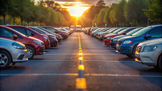Cars Parked in a Line on Both Sides of the Road: Urban Parking and Street View