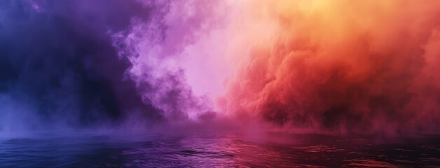 Fototapeta premium Dramatic Red and Blue Sky Over Tranquil Sea
