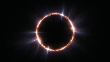 Optical flares on black background, sun shines, high resolution