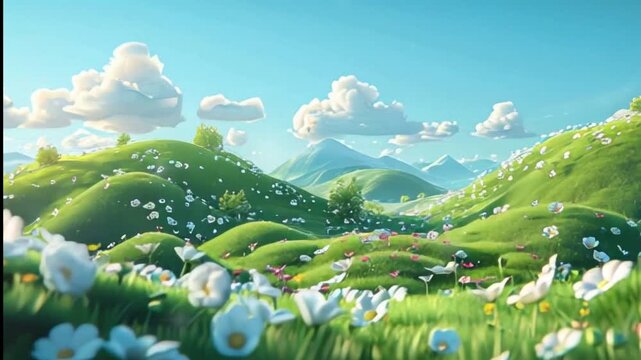 animated of background animated 3d landscape cute, PACK 4 in 0ne 16:9 4K