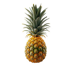 Fototapeta premium Pineapple fruit with a tropical taste is falling on a transparent background.