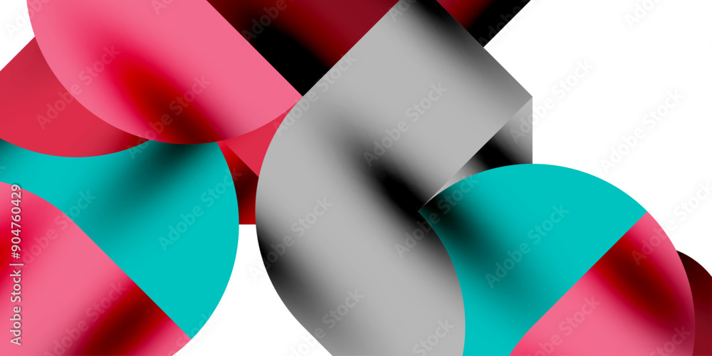 Poster tech minimal circular shapes geometric art. vector modern circles