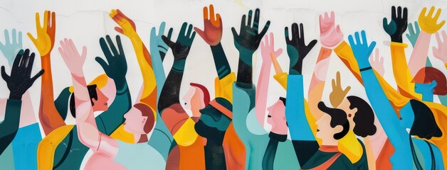 Diverse Hands Raised Together in Harmony