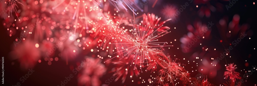 Canvas Prints Red blooming fireworks with trail