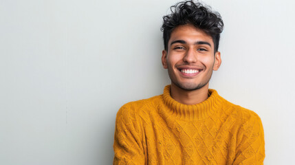Fototapeta premium Young handsome man in yellow color sweater