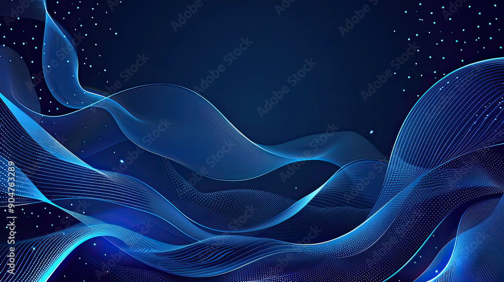 Wall mural abstract background with flowing particles. 3d abstract sci-fi user interface concept with gradient 