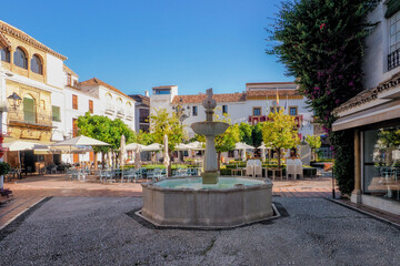 Fragment of the old town of the beautiful town of Marbella - a city located in southern Spain, near Malaga in Andalusia. The photo was taken on June 10, 2024
