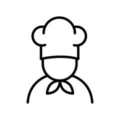 Chef in cooking hat line icon. Restaurant, catering, menu, professional, occupation. Chef Cooking line hat logo, badge, icon, sticker, label, emblem, stamp, symbol, black, line circle, flat vector.