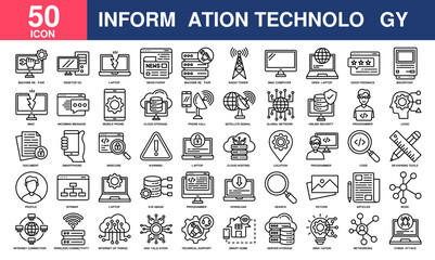 Information Technology icon collection set. Simple Line Vector