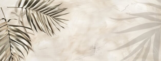 Tropical Palm Leaf Shadows on Neutral Background