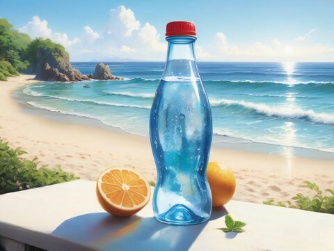 ramune drink on the beach.
