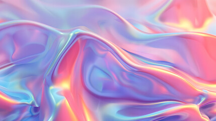 Obraz premium Abstract 3d modern pastel colored wavy violet-blue iridescent holographic gradient background,generative ai