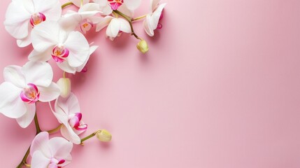 White Orchids on Pink Background