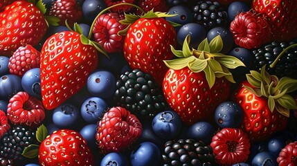 Fototapeta premium A Close-Up Still Life of Fresh Berries