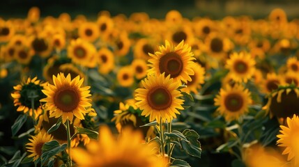 Fototapeta premium Vibrant Sunflower Field in Bloom