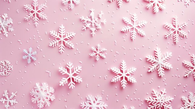 Snowflake pattern on pink backdrop holiday theme