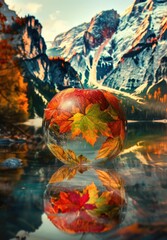 Autumnal Apple in a Mountain Lake