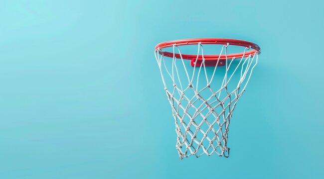 Basketball hoop against a blue wall