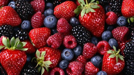 Obraz premium A Close-Up View of Fresh Red, Black, and Blue Berries