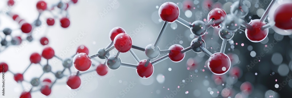 Poster molecular dna model structure on grey surface with interconnected cells